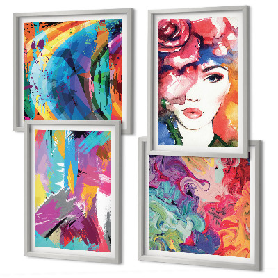 Compoziție de tablouri pentru perete Portret abstract colorat