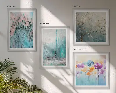 Compoziție de tablouri pentru perete cu modele de fundal cu flori pastelate
