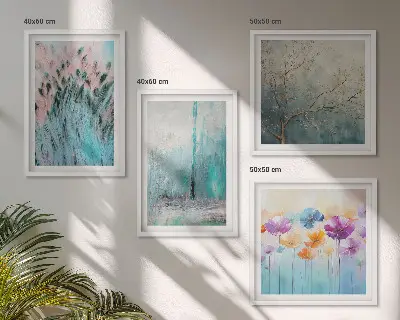 Compoziție de tablouri pentru perete cu modele de fundal cu flori pastelate