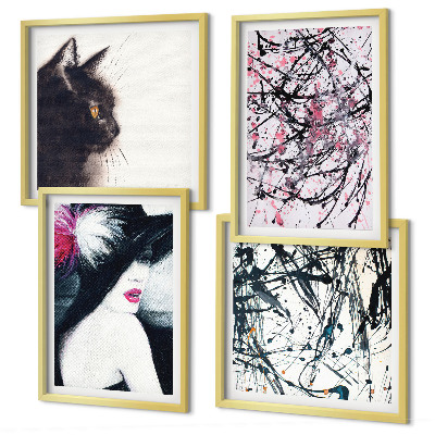 Set tablouri gata de agățat Modele abstracte de vopsea pentru pisici