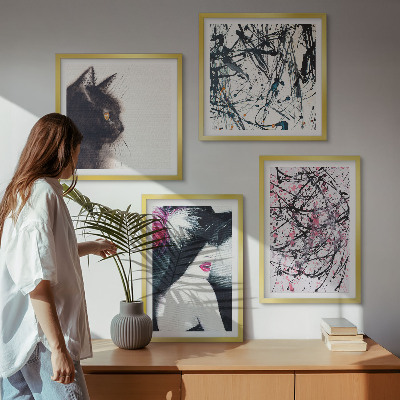 Set tablouri gata de agățat Modele abstracte de vopsea pentru pisici