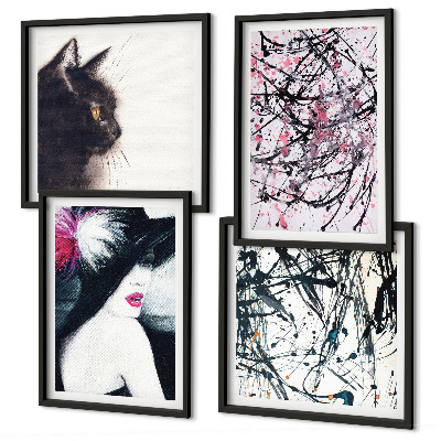 Set tablouri gata de agățat Modele abstracte de vopsea pentru pisici