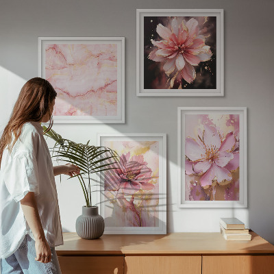 Set tablouri gata de agățat Compoziții florale de trandafiri albi