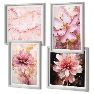 Set tablouri gata de agățat Compoziții florale de trandafiri albi