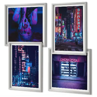 Set de tablouri Oraș de noapte cu lumini neon gata de agățat