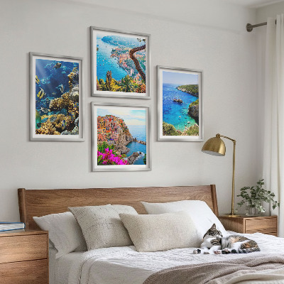 Set tablouri gata de agățat Vederi la mare, case colorate