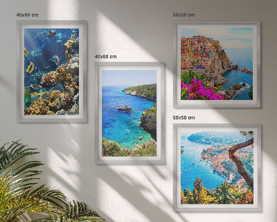 Set tablouri gata de agățat Vederi la mare, case colorate