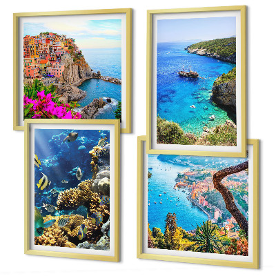 Set tablouri gata de agățat Vederi la mare, case colorate