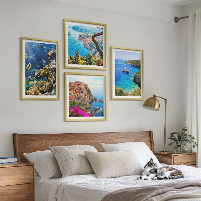 Set tablouri gata de agățat Vederi la mare, case colorate