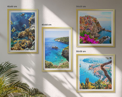 Set tablouri gata de agățat Vederi la mare, case colorate
