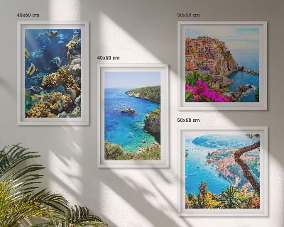 Set tablouri gata de agățat Vederi la mare, case colorate