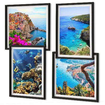 Set tablouri gata de agățat Vederi la mare, case colorate