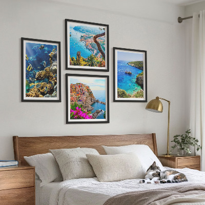 Set tablouri gata de agățat Vederi la mare, case colorate