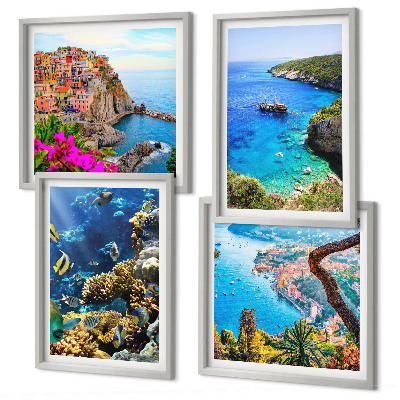 Set tablouri gata de agățat Vederi la mare, case colorate