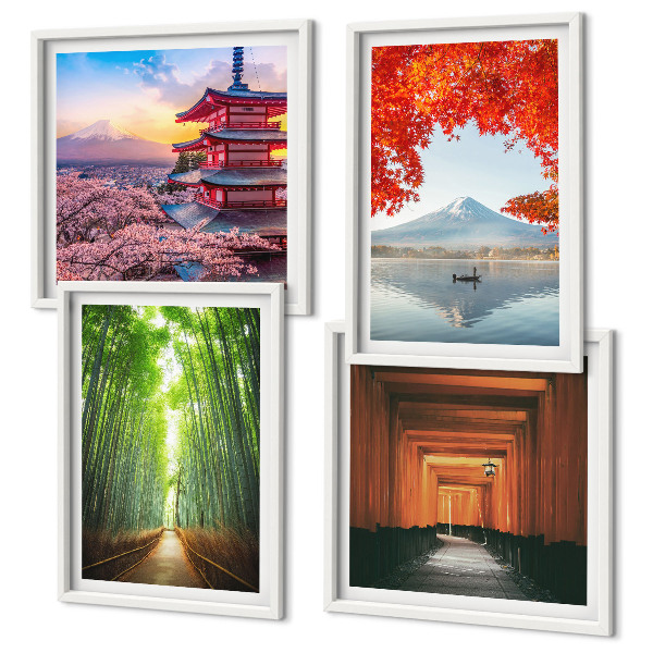Compoziție de tablouri pentru perete Pădurea de bambus Fuji Torii, Japonia