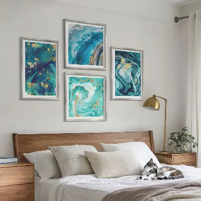 Set de tablouri gata de agățat cu abstracțiuni din vopsea decorativă