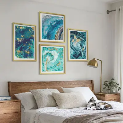 Set de tablouri gata de agățat cu abstracțiuni din vopsea decorativă