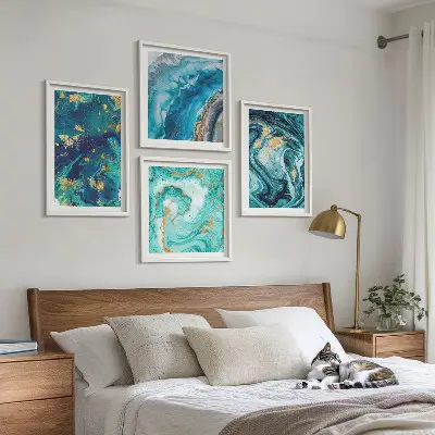 Set de tablouri gata de agățat cu abstracțiuni din vopsea decorativă