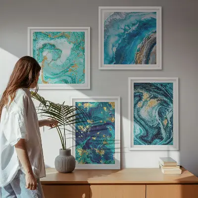 Set de tablouri gata de agățat cu abstracțiuni din vopsea decorativă