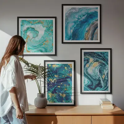 Set de tablouri gata de agățat cu abstracțiuni din vopsea decorativă