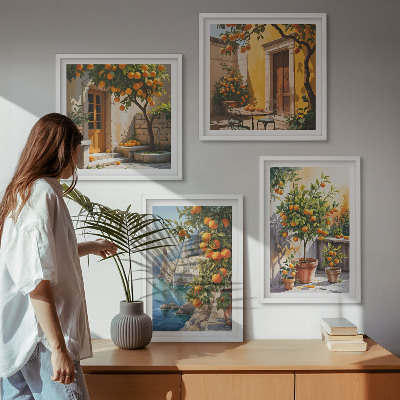Set tablouri gata de agățat Peisaje pictate cu citrice