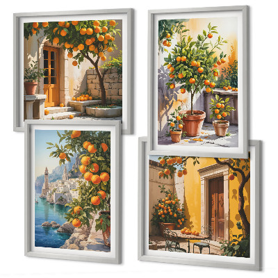 Set tablouri gata de agățat Peisaje pictate cu citrice