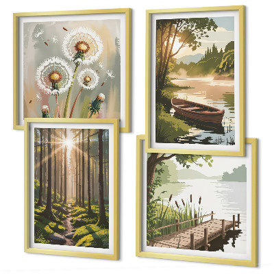 Set tablouri gata de agățat Peisaj forestier, lacul Łódź
