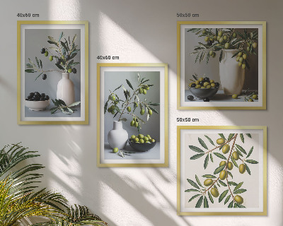 Set tablouri gata de agățat Măsline în vaze în culori discrete