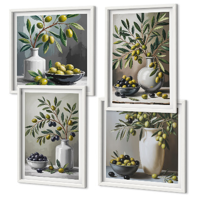 Set tablouri gata de agățat Măsline în gri ceramic