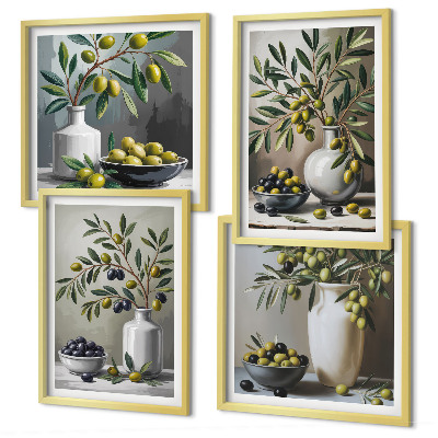 Set tablouri gata de agățat Măsline în gri ceramic