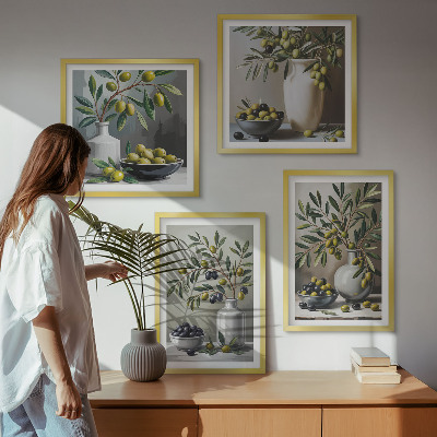 Set tablouri gata de agățat Măsline în gri ceramic