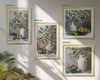 Set tablouri gata de agățat Măsline în gri ceramic