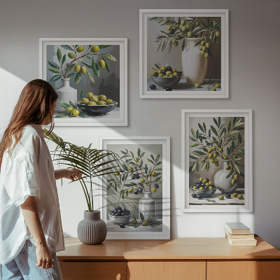 Set tablouri gata de agățat Măsline în gri ceramic