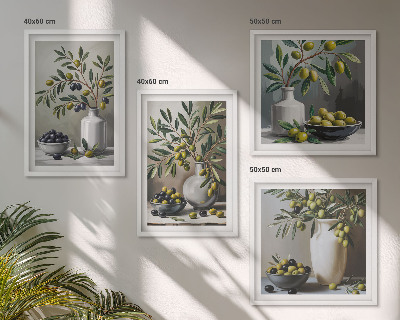 Set tablouri gata de agățat Măsline în gri ceramic