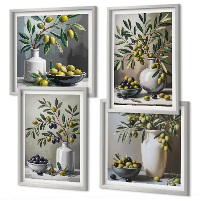 Set tablouri gata de agățat Măsline în gri ceramic