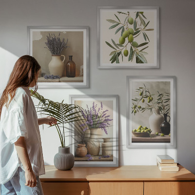Compoziție de tablouri pentru perete Flori în decorațiuni de vaze
