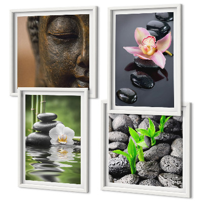 Set tablouri gata de agățat Compoziție Zen liniștită cu Buddha în formă de floare