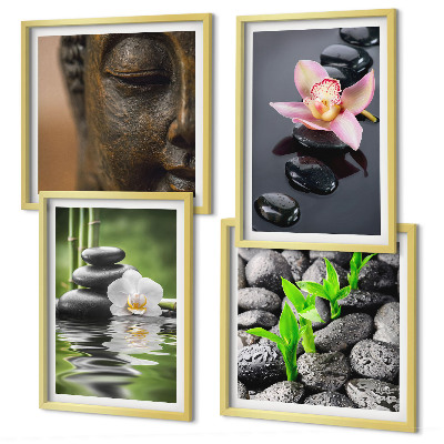 Set tablouri gata de agățat Compoziție Zen liniștită cu Buddha în formă de floare