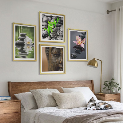 Set tablouri gata de agățat Compoziție Zen liniștită cu Buddha în formă de floare