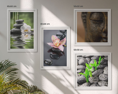 Set tablouri gata de agățat Compoziție Zen liniștită cu Buddha în formă de floare
