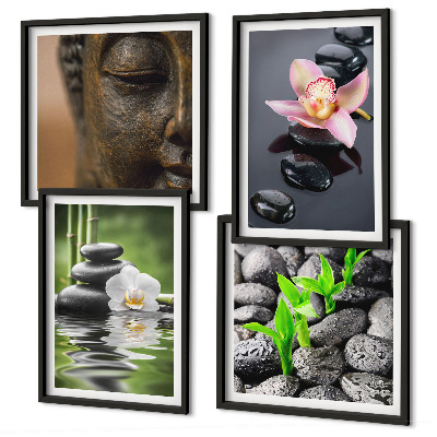 Set tablouri gata de agățat Compoziție Zen liniștită cu Buddha în formă de floare