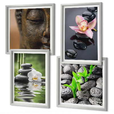 Set tablouri gata de agățat Compoziție Zen liniștită cu Buddha în formă de floare