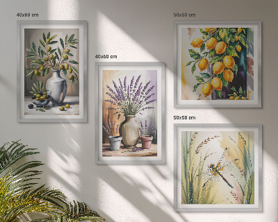 Set tablouri gata de agățat Flori de măslin în vaze natură