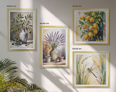 Set tablouri gata de agățat Flori de măslin în vaze natură