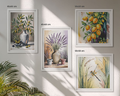 Set tablouri gata de agățat Flori de măslin în vaze natură