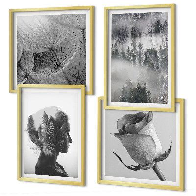 Compoziție de tablouri pentru perete Portret de femeie în ceață de pădure
