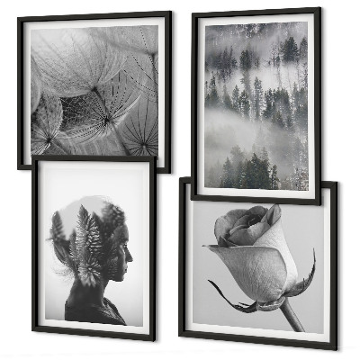 Compoziție de tablouri pentru perete Portret de femeie în ceață de pădure