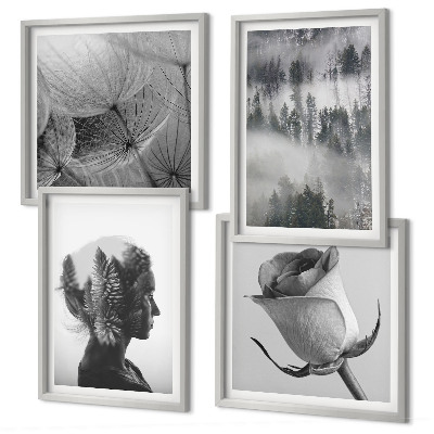 Compoziție de tablouri pentru perete Portret de femeie în ceață de pădure