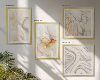 Compoziție de tablouri pentru perete cu modele abstracte calde