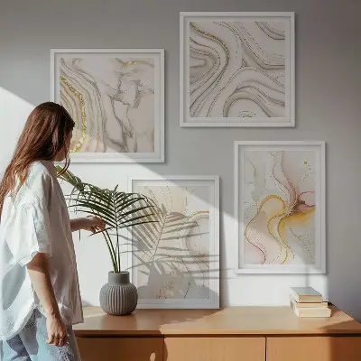 Compoziție de tablouri pentru perete cu modele abstracte calde